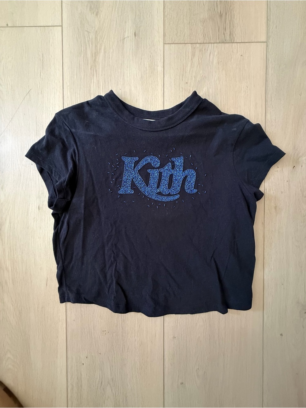 Kith Womens Tee with Blue Beaded Logo